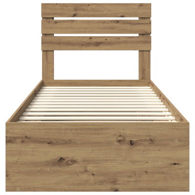 Ramka łóżka Dąb artisan 75 x 190 cm Lite drewno sosnowe