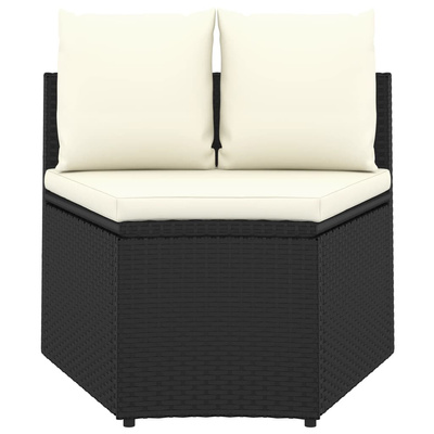 8-częściowa sofa ogrodowa z poduszkami, rattan PE, czarna