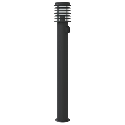 Lampa ogrodowa słupek z gniazdkiem, czarna, 110 cm, stal