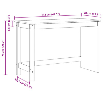 Biurko Szary 112 x 50 x 75 cm Lite drewno sosnowe