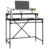 vidaXL Biurko, czarne, 100x50x90 cm, materiał drewnopochodny i żelazo
