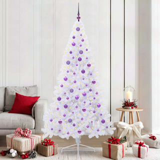 Sztuczna choinka z 300 diodami LED Biały 210 cm PVC i stal
