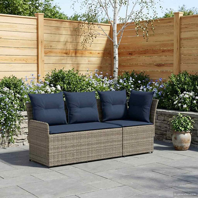 2 szt. Sofa ogrodowa z podłokietnikami i sofą narożną Rattan PE