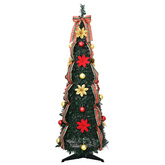 Sztuczna choinka z 50 diodami LED z podstawą Zielony 125 cm PVC