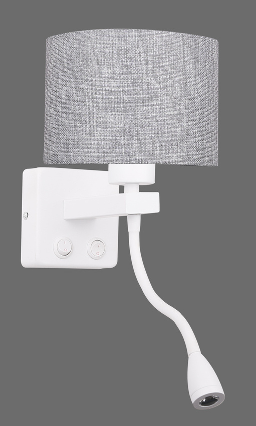 Kinkiet biały/szary z lampką do czytania LED Polo Candellux 21-75383