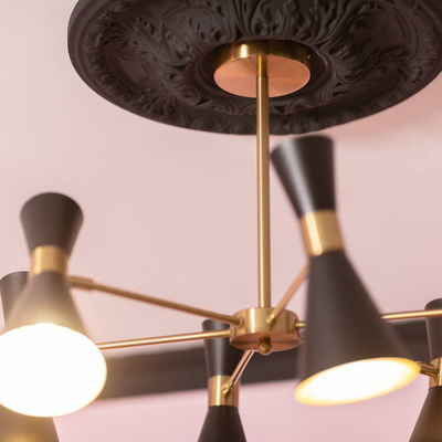 Lampa Sufitowa Żyrandol Czarno Złoty Abruzzo Salvatore 6xE27
