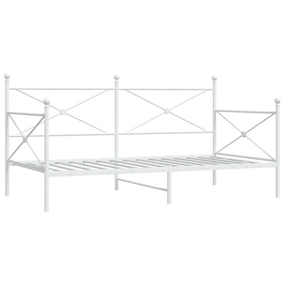 Łóżko dzienne bez materaca białe 100x200 cm stalowe