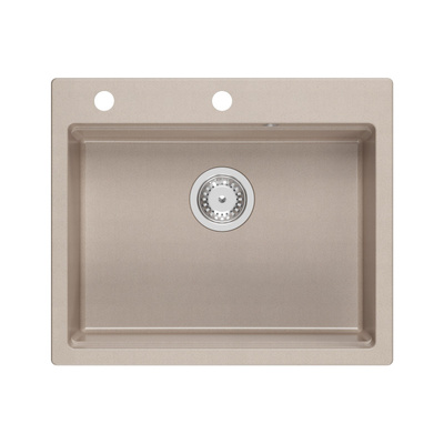 Zlewozmywak granitowy KURT 110 WORKSTATION – jednokomorowy, wpuszczany, pearl beige/elementy stalowe + AKCESORIA, Quadron