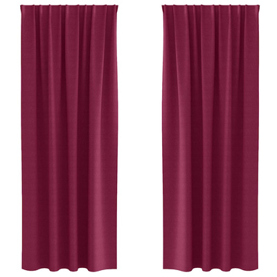 Firany blackout z kółkami 2 pcs Czerwone wino 245 x 140 cm