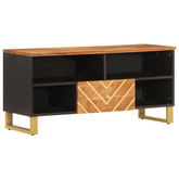 Szafka pod TV, brązowo-czarna 100x33,5x46 cm, lite drewno mango vidaXL