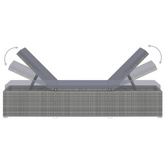 vidaXL 3-częściowy zestaw, leżaki ze stolikiem, polirattan, szare