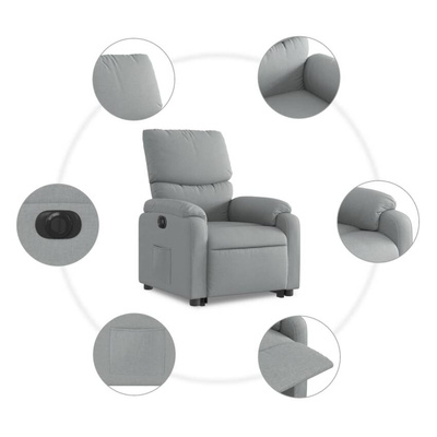 vidaXL Podnoszony fotel masujący, elektryczny, rozkładany, jasnoszary