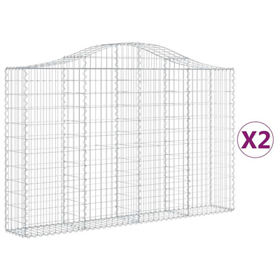 Kosze gabionowe, 2 szt, 200x30x120/140 cm, galwanizowane żelazo