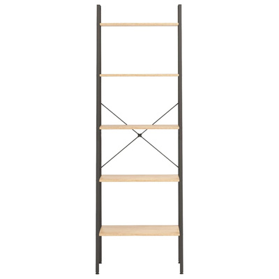 Regał drabina z 5 półkami, jasnobrązowo-czarny, 56x35x174 cm