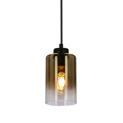 Aspra lampa wisząca czarny 1x60w e27 klosz bursztynowy