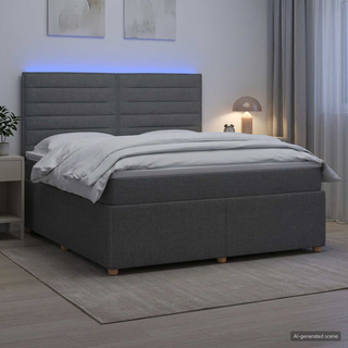 Łóżko z box spring LED z materacem ciemnoszary 180 x 200 cm