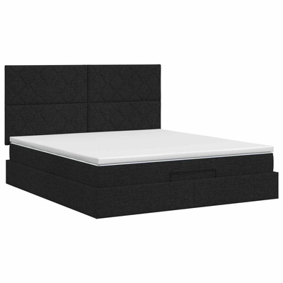 Łóżko ottoman z materacem Czarny 140 x 200 cm tkanina