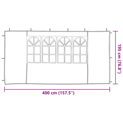 Ściana boczna namiotu na imprezy 2 pcs 400 x 195 cm zielony