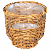 Kosz na rośliny 2 szt. Naturalny Brąz Rattan Kubu