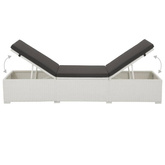 vidaXL Leżak ogrodowy z czarną poduszką, polirattan, biały