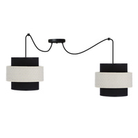 Lampa wisząca z abażurem Benta czarna podwójna do salonu