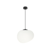 Lampa wisząca STONES 25 cm w stylu Japandi - z białym akrylowym kloszem inspirowanym kamieniem - minimalistyczne oświetlenie sufitowe do salonu E27