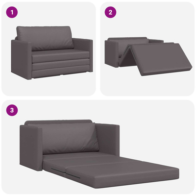 Sofa Bed Szary 124 x 71 x 78 cm Sztuczna skóra