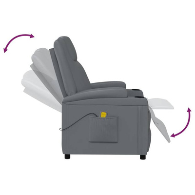 vidaXL Fotel masujący, antracytowy, tapicerowany sztuczną skórą