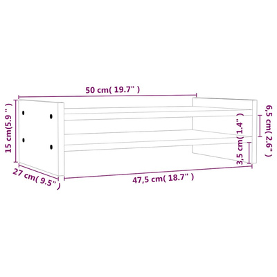 Podstawka na monitor, szara, 50x27x15 cm, lite drewno sosnowe