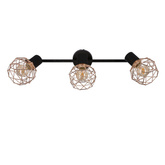 Lampa ścienna sufitowa listwa potrójna czarna klosz miedziany Acrobat 93-22219