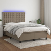 vidaXL Łóżko kontynentalne z materacem, taupe, 140x200 cm, tkanina wariant 6