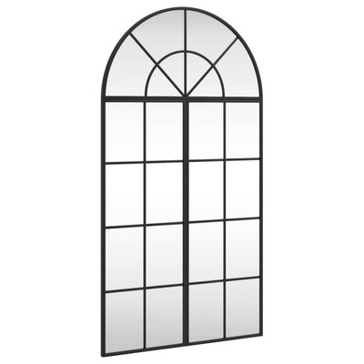 vidaXL Lustro ścienne, czarne, 60x110 cm, zakończone łukiem, żelazo