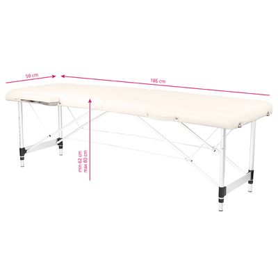 Stół składany do masażu aluminiowy komfort Activ Fizjo 2 segmentowe cream 126960