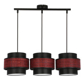 Toscana Lampa Wisząca Czarny 3X60W E27 Abażur Bordowy+Czarny