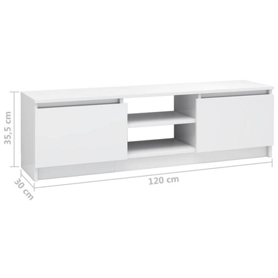 vidaXL Szafka pod TV, wysoki połysk, biała, 120x30x35,5 cm