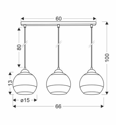 Contessa Lampa Wisząca Czarny 3X40 E27 Klosz Złoty