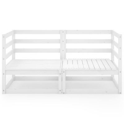 2-osobowa sofa ogrodowa, biała, lite drewno sosnowe