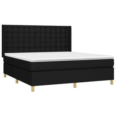 vidaXL Łóżko kontynentalne z materacem, czarne, tkanina 160x200 cm model standard