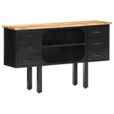 vidaXL Komoda, 110x30x65 cm, lite surowe drewno mango i stal