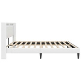 Ramka łóżka z paskami LED Biały 180 x 200 cm Ekoskóra