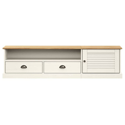 vidaXL Szafka pod TV VIGO, biała, 156x40x40 cm, lite drewno sosnowe