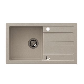 TOM 111 zlewozmywak granitowy beżowy (77x44x17,6)+ syfon + zaślepka