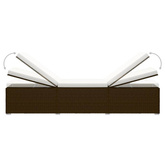 vidaXL Leżak z poduszką i stolikiem, polirattan, brązowy