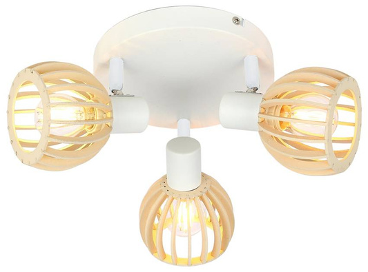 Lampa sufitowa Atarri Candellux 98-68118 plafon  biały drewno 3xE14 