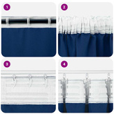 Firany blackout z kółkami 2 pcs Ciemnoniebieski 245 x 140 cm