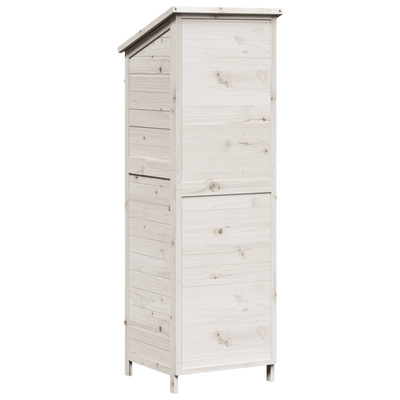 Shed ogrodowy z dachem Biały 59 x 56 x 176 cm Drewno Świerkowe