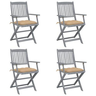 vidaXL Składane krzesła ogrodowe, 4 szt., poduszki, drewno akacjowe