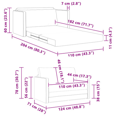 Sofa Bed Kremowy 124 x 71 x 78 cm Sztuczna skóra