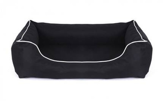 Legowisko dla psa Sofa Valencia Standard w kolorze czarnym z białym wykończeniem Rozmiar: M - 80 x 60 cm