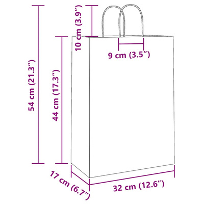Torby papierowe 250 szt. z uchwytami Różowe 32x17x44 cm